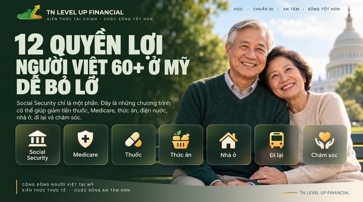 12 quyền lợi người Việt 60+ ở Mỹ dễ bỏ lỡ — cẩm nang của TN Level Up Financial